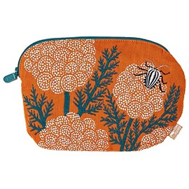 morita MiW Pouch Flower and Bug Orange The MiW color harmony of the front and back fabric and zipper is fresh. It is made of gauze fabric that is woven slightly tightly, so it is durable 100% cotton