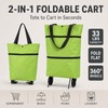 Foldable Shopping Bag with Wheels, 2-in-1 Foldable Shopping Cart, Ultra-Light