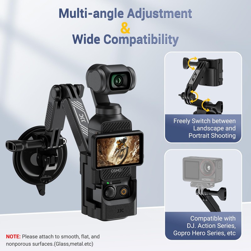 Osmo Pocket 3 Suction Cup Mount & Expansion Adapter,Foldable Car
