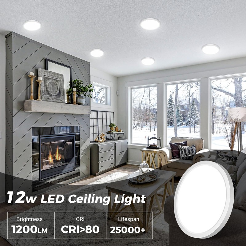 zemty 4Pack Ceiling Light Fixture Flush Mount, 6.5 Inch 12W