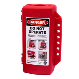Zing 7294 USA Made Recycled Plastic Universal Forklift/Cylinder/Electrical Plug Lockout Device, 4.25 x 7.25 x 3 Inch , Red