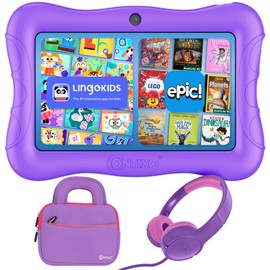 Contixo 7 inch Kids Tablet Bundle - Android Tablets and Kids Wired Headphones, with 14+ Games and Educational Apps, WiFi, 32GB ROM, Learning Tablet for Kids - Purple