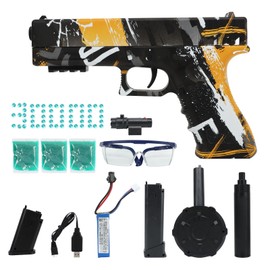 Gel Ball Splatter Blaster Automatic Electric Water Ball Toy for Age 14 and Above Graffiti Yellow Thirty Thousand Water Beads