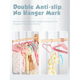 Smartor Kids Velvet Hangers 50 Pack, 14'' Inch Premium Non Slip Kids Felt Hangers for Closet, Space Saving Toddler Clothes Hanger for Youth's Childrens' Clothes Shirts, Pants, Dresses - Pink