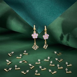 UNICRAFTALE 80Pcs Stainless Steel Stud Earring Findings Rectangle Stud Earring Real 18K Gold Plated Ear Studs Earring Posts with Loop and Ear Nuts Stud Earring Finding for Jewelry Making