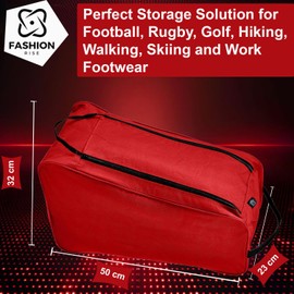 Water-Resistant Long Boot Bag and Shoe Carrier– Perfect Storage Solution for Football, Rugby, Golf, Hiking, Walking, Skiing and Work Footwear (Red)