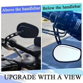 Hokuotolite Motorcycle Mirrors,Left & Right Side Handlebar Mount Rearview mirrors for Harley CVO Dyna Electra Glide Road Glide Road King Softail Street Glide Sportster 1200 883,Chrome