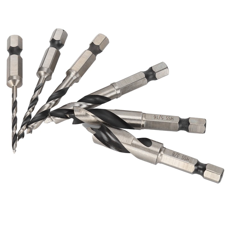 6Pcs 3 Point Drill Bit High Speed Steel Imperial Wood