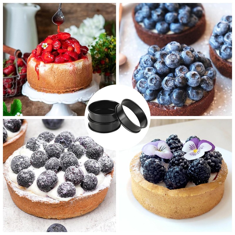 JMIATRY 8 Pcs Crumpet Rings, Non Stick Baking Ring Cooking
