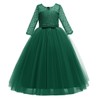 IBTOM CASTLE Girls Embroidery Tulle Lace Bridesmaid Dress Long A
