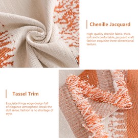 DREAMINGO Beige Orange Couch Cover 71x118 Inch Chenille Loveseat Cover Washable Stripe Jacquard 2 Seater Sofa Slipcover Modern Chic Furniture Protector for Sectional L Shape Couch