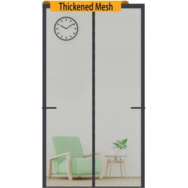 Upgraded Magnetic Screen Door Thicker 250g/m² Reinforced Mesh,36 Longer Magnets,Door Screen Magnetic Closure for Single Front Door,Retractable Sliding Screen Door,Fit Doors to 34 x 82 Inch,Black