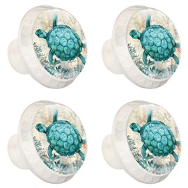 NEWzone 4 Pack Turtle Cabinet Knobs, Nautical Decorative Single Hole Kitchen Cabinet Hardware Dresser Handles Drawer Pulls Knobs for Home Bedroom Bathroom 1.37"