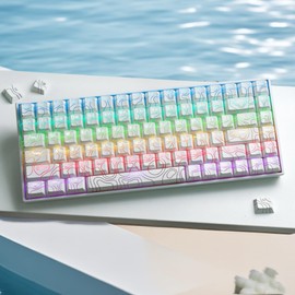 dagaladoo Double Shot PBT keycaps 119 Keys Set White Topographic Shine Through Custom keycaps Cherry Profile Custom Keyboard Key caps for 60/65/75/TKL/96/100% US Layout Mechanical Keyboard