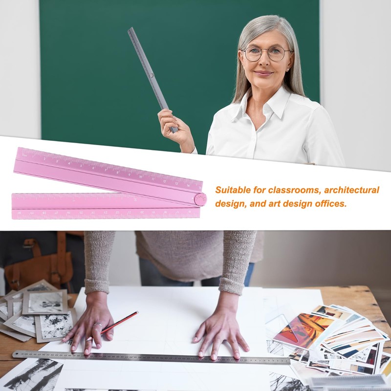 sourcing map 2pcs Folding Straight Ruler 30cm Metric Aluminum Alloy