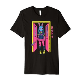 Creepy Girl Bunny Grunge Slasher Pastel Goth Anime Horror Premium T-Shirt