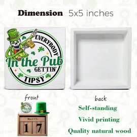 St. Patricks Day Decor - Funny St Patricks Day Decorations St. Patricks Day Wood Block Plaque Sign for Home Kitchen Decor (5 x 5 Inches)