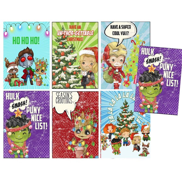 Silly Goose Gifts Humorous Superhero Themed Christmas Greeting Card with Envelopes (Set of 8)