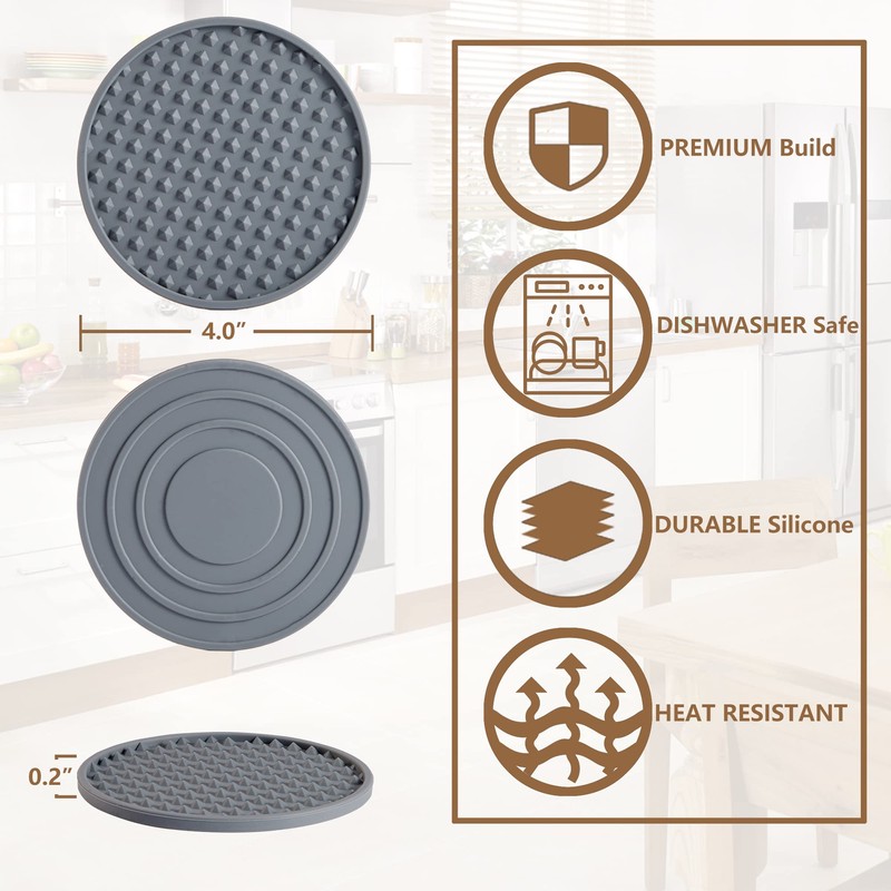Coga Silicone Coasters Set of 8 - Square, Grey, Heat
