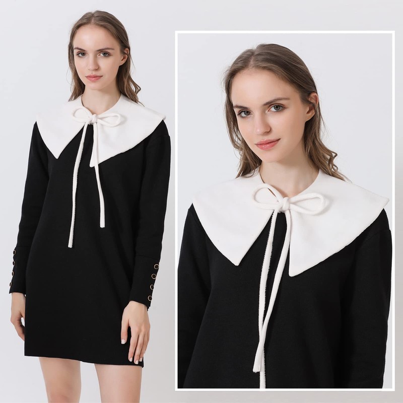 NiceYnn Wool Shawl False Collar Neck Warmer, PU Detachable Mini