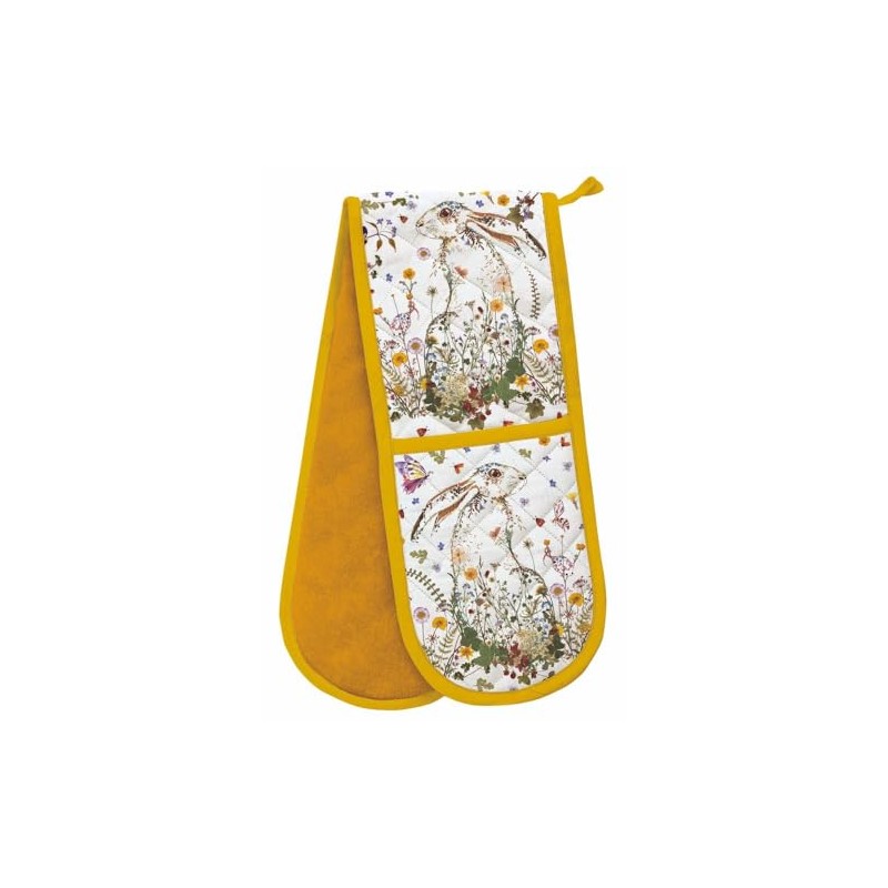 Double Oven Gloves - Organic Cotton - Floral Design -