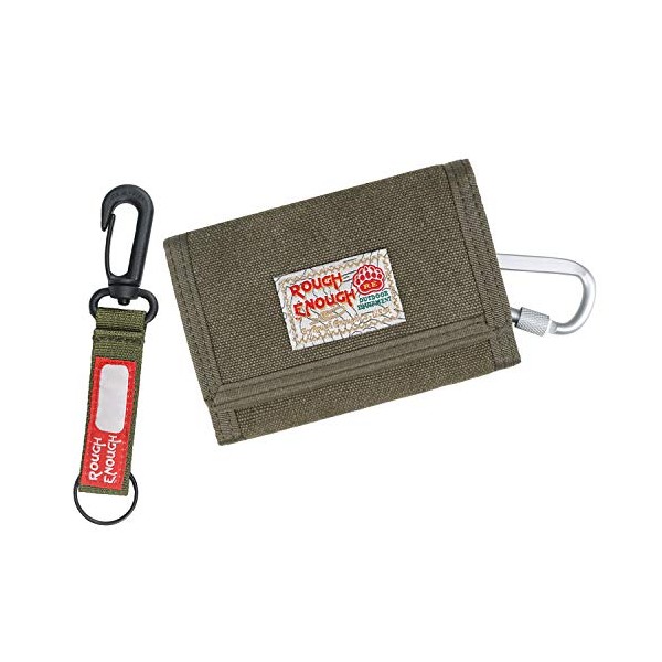 Rough Enough Small Canvas Kids Keychain Wallet for Boys Girls Credit Card Wallet for Men Women Front Pocket Wallet Coin Change Purse with Zipper Pockets Carabiner Clip for School Sports Unique Gifts