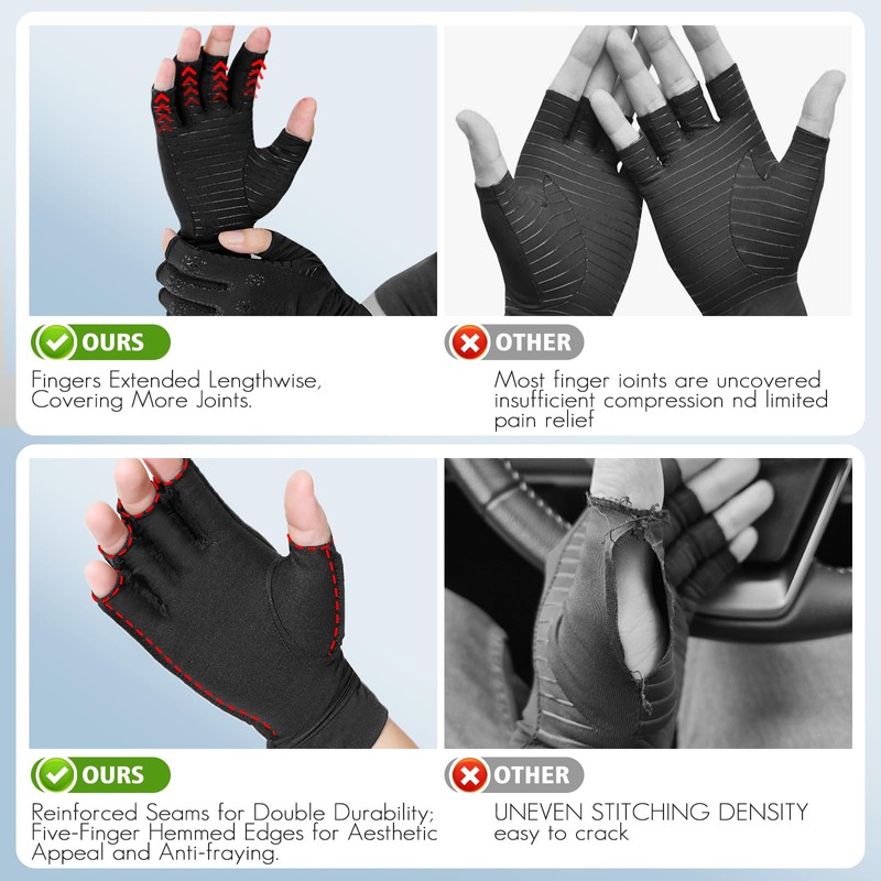 Donfri Copper Arthritis Compression Gloves, Finger Strengthen Gloves for Hand