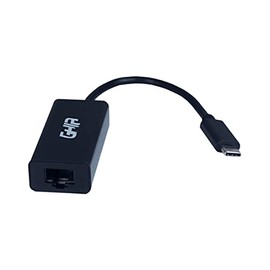 GHIA Adaptador ADAP-5. Red Ethernet RJ45 Hembra a USB 3.1 Tipo C Macho. Color Negro