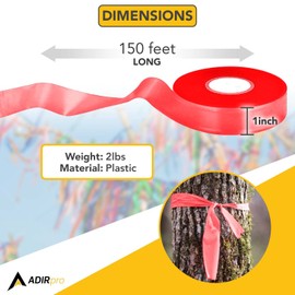 AdirPro AdirPro 12 Pack Fluorescent Flagging Tape - Multipurpose Neon Marking Tape - Great Visual Labeling & Tagging for Home & Workplace Use (Fluorescent Red, 150 feet)