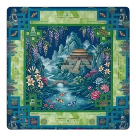Modern Design Mahjong Table Mat Anti Slip Rubber Base Noise Reduction Waterproof Soft Surface Game Table Cover OEM SupplyColor: 15-Carp style Dark green