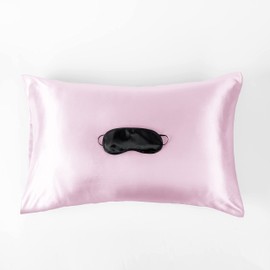 Bedding 4 Homes 2 Pieces Satin Pillowcases with Sleep Mask Eyeshade – Good for Hair and Skin, 2 Pack Standard Size Luxurious Soft Pillowcase - Size 20x26 Inches – Satin Pillow Case – Satin Pillow Covers with Envelope Closure – Pink