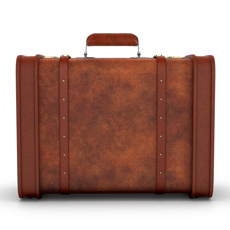 uxcell 2Pcs Brown Leather, Metal Luggage Handle, Vintage Suitcase Replacement
