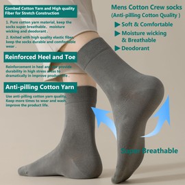 MAGIARTE Mens Crew Socks Anti-pilling Cotton Moisture Wicking Breathable Dress Socks for Men 6-Pack (Multicolor 03 M)