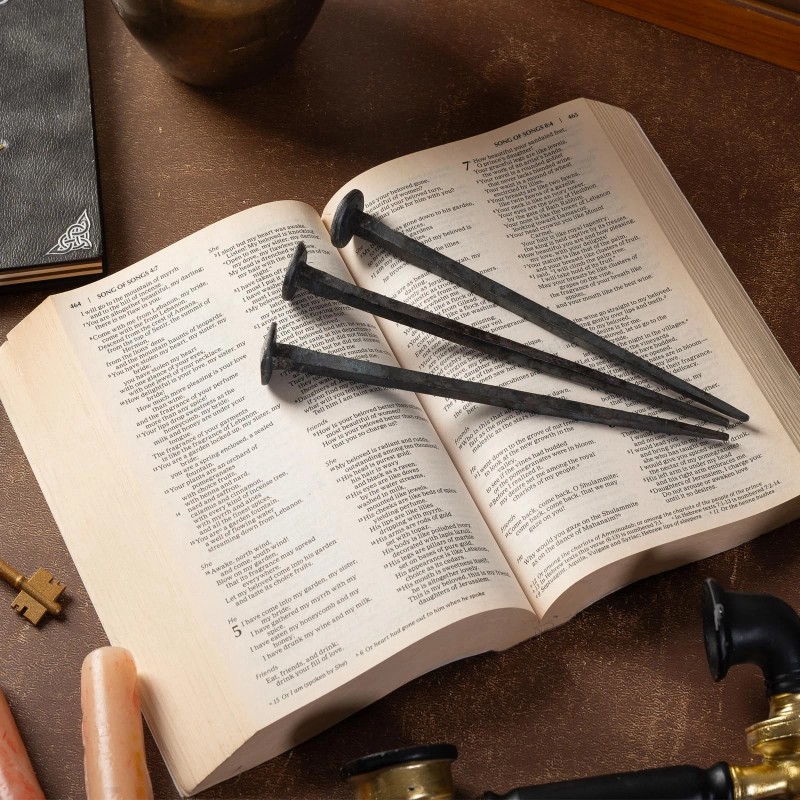 Trasextra 3 Pcs Hand Forged Nails,Hand Forged Crucifixion Nails,Jesus Cross,Iron