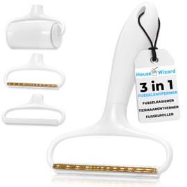 House Wizard Tragbarer Fusselentferner 3 in 1 Set mit 2 Aufsätzen Pilling Rasierer, Flusenroller, Tierhaarentferner - wechselbarer Kopf - Entfussler