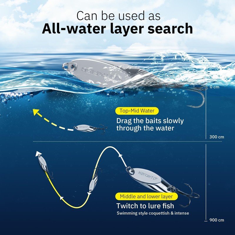 THKFISH P01-YUER 5 Pieces Metal Fishing Bait, Fishing Lure Set,