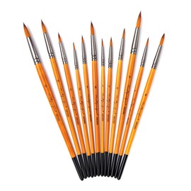 Juego de 12 Pinceles para Pintar, Pinceles de Artista con Pelo de nailon para artistas, acrílicos, acuarelas, gouache, pintura facial para un gran dib