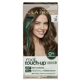 Clairol Root Touch Up Natural Instincts 6 LIGHT BROWN, 100 percent Grey Coverage, Naturally Blended Roots, no Ammonia, 0 percent Ammonia, Permanent Root Colour
