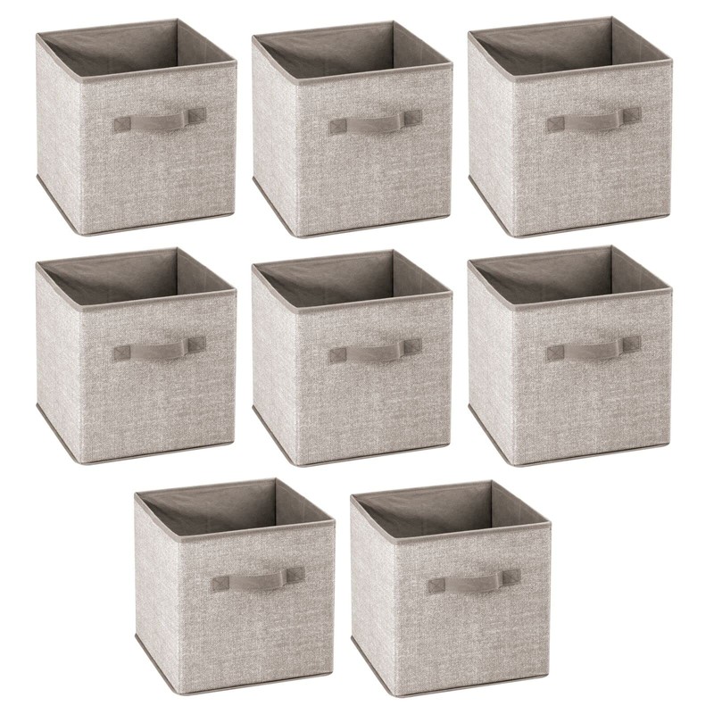 mDesign Small Fabric Collapsible Organizer Cube Bin Box with Front