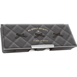 Q-LiA Coolia Pen Pouch, Soft Pen Case, Ribbon, My Pastel Memory, 03104, Black