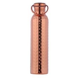 HealthGoodsIn Pure Copper Hammered Water Bottle with Carrying Handle 1000 ML | Seamless Leakproof Water Bottle for Ayurvedic Benefits