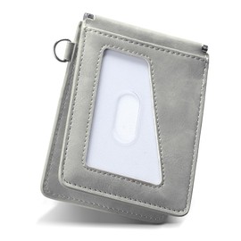 MORFFEYIA Men's Pass Case, Double-sided, Commuter Pass Holder, Bifold Butterfly IC Card Case, Large Capacity, Thin, Storage, License, Commuting to Work or School (Gray), gray