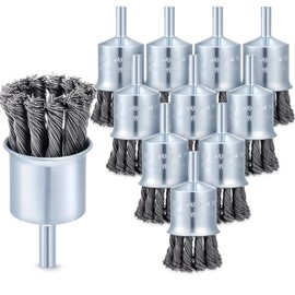 Threlaco 10 Pack 1-1/8 Inch Twist Knot Wire Brush for Drill- 1/4 Inch Carbon Steel Shank Die Grinder Wire Wheel Brush - 20000 RPM Max Speed- Drills Grinder Attachment for Paint Rust Removal Deburring