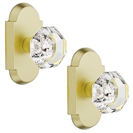 2 Pack Crystal Glass Dummy Door Knobs Interior Gold Half Dummy Door Knobs