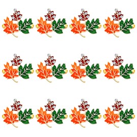 YAHPERN 12 Pieces Fall Napkin Rings, Thanksgiving Napkin Rings for Table Decor Harvest Pumpkin Maple Leaf Napkin Holders for Fall Banquet Dinner Table Settings Decoration (Maple Leaf 2)