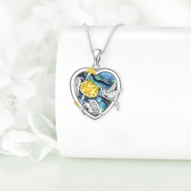 Hancock Hummingbird Necklace Love Sterling Silver Abalone Shell Pendant Flower Hummingbird Pendant Delicate Compact Bird Necklace For Mom Gift for Women
