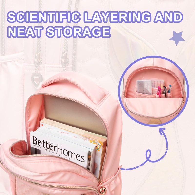 Kids Rolling Backpack for Girls Trolley Suitcases Luggage Travel with