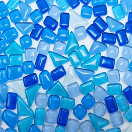 210G Crystal Free Stone Mosaic Tiles DIY Craft Kit, Ocean-Inspired Glass Granules Mosaic Glass Crafts for Art & Decor, Perfect for Kids, Adults, Home Decor(Blue Series)