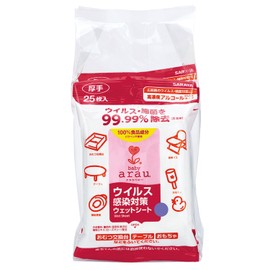Arau Baby Virus Infection Prevention Wet Sheet, 25 Sheets x 3 Packs