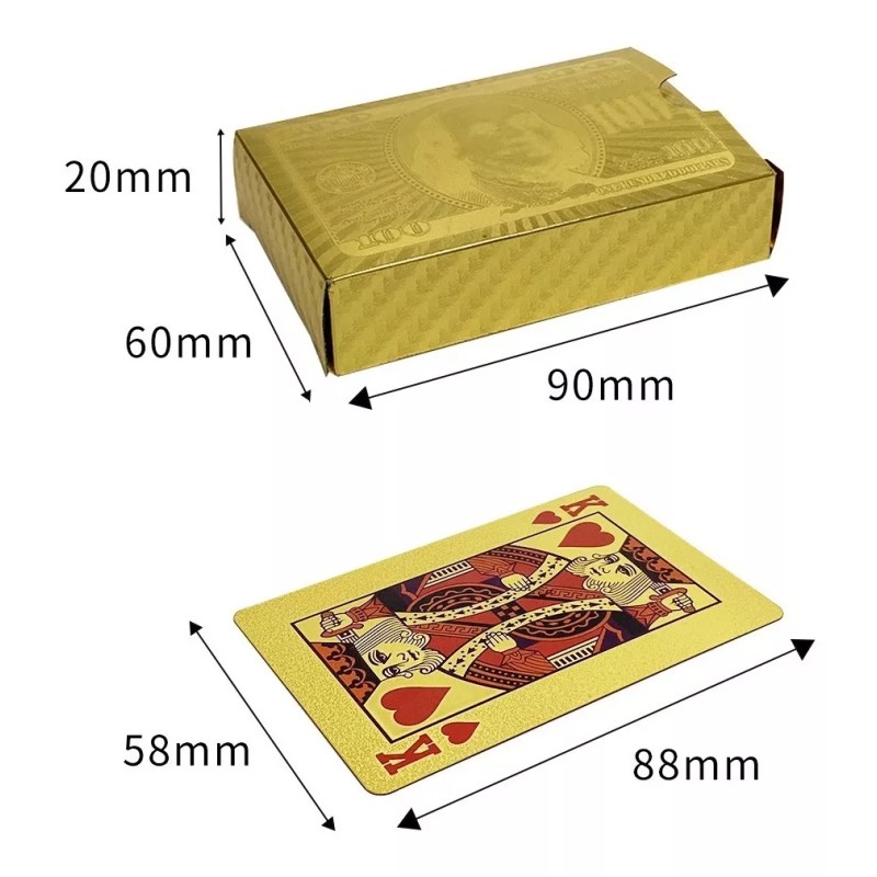 Show Me Baraja Naipes Impermeable Lámina Oro Y Plateado